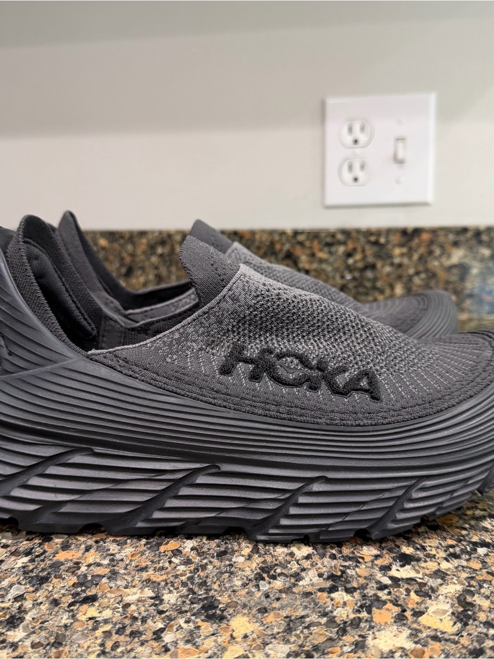 Hoka Slip-On Knit Running Shoes in Charcoal Mens 9/ ladies 10